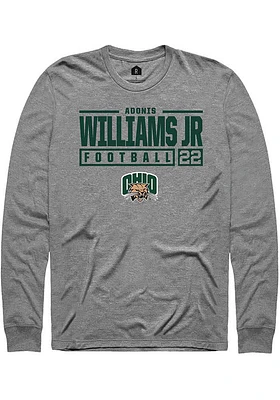 Adonis Williams Jr.  Ohio Bobcats Graphite Rally NIL Stacked Box Long Sleeve T Shirt