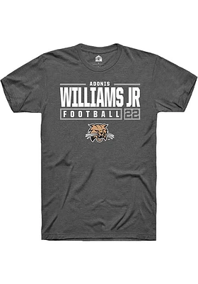 Adonis Williams Jr.  Ohio Bobcats Dark Grey Rally NIL Stacked Box Short Sleeve T Shirt