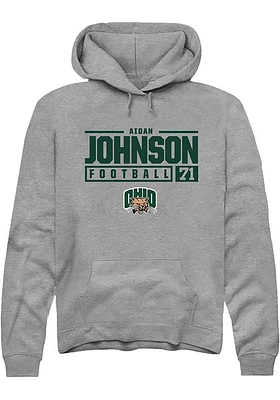 Aidan Johnson  Rally Ohio Bobcats Mens Graphite NIL Stacked Box Long Sleeve Hoodie