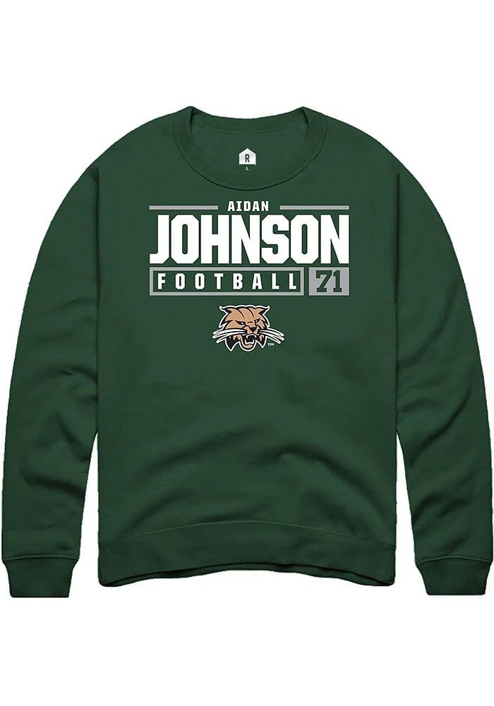 Aidan Johnson Rally Ohio Bobcats Mens NIL Stacked Box Long Sleeve Crew Sweatshirt