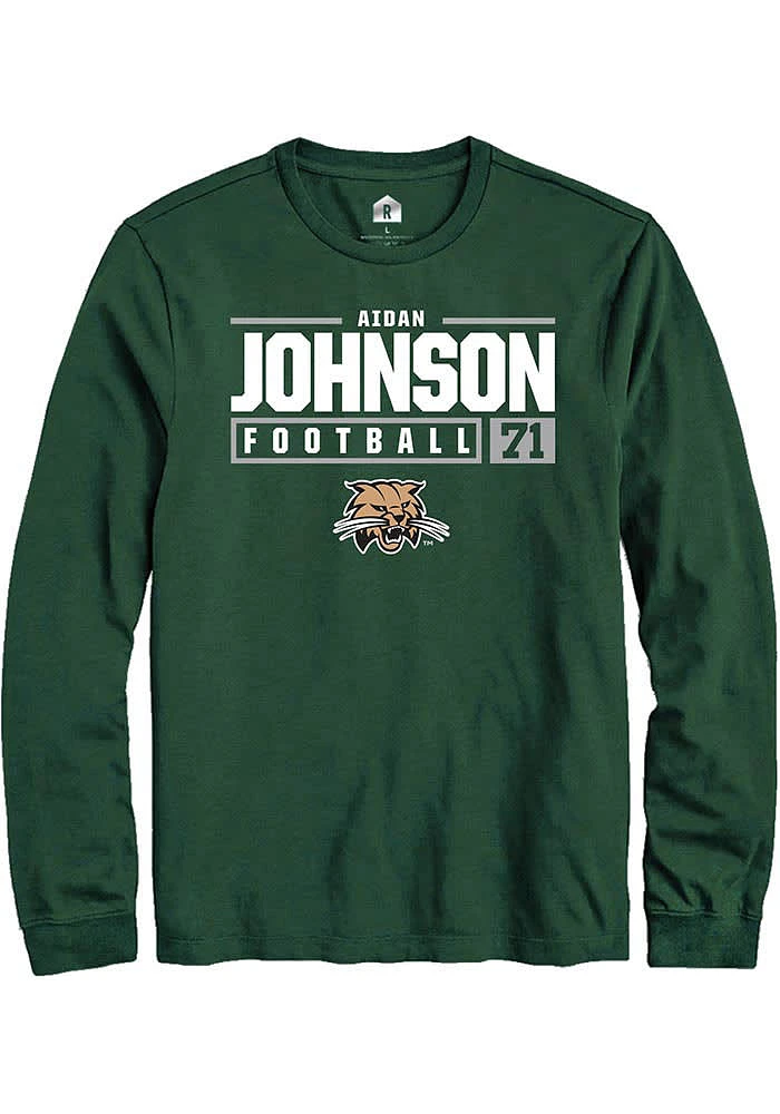 Aidan Johnson Ohio Bobcats Rally NIL Stacked Box Long Sleeve T Shirt