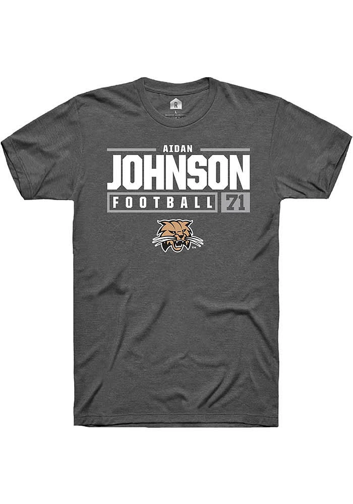 Aidan Johnson  Ohio Bobcats Dark Grey Rally NIL Stacked Box Short Sleeve T Shirt