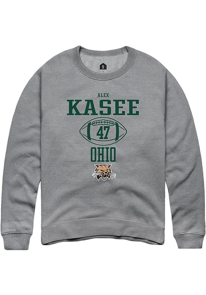 Alex Kasee  Rally Ohio Bobcats Mens Graphite NIL Sport Icon Long Sleeve Crew Sweatshirt