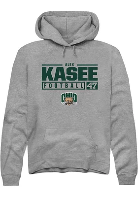 Alex Kasee  Rally Ohio Bobcats Mens Graphite NIL Stacked Box Long Sleeve Hoodie