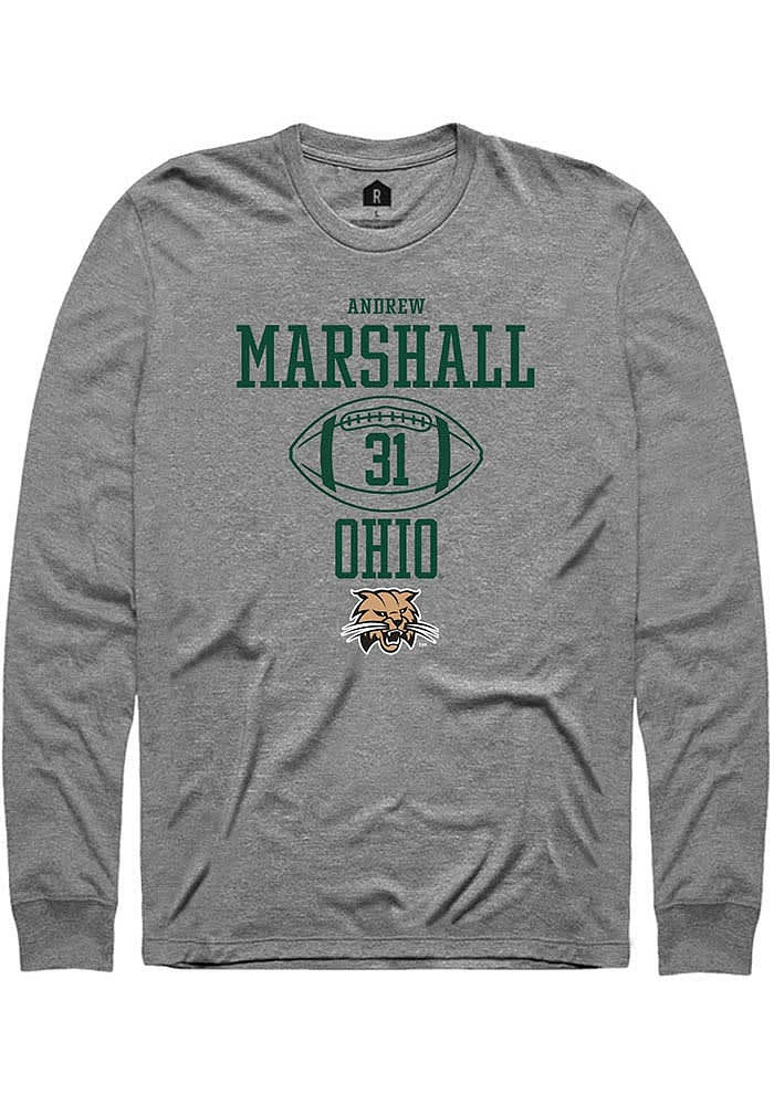 Andrew Marshall  Ohio Bobcats Graphite Rally NIL Sport Icon Long Sleeve T Shirt