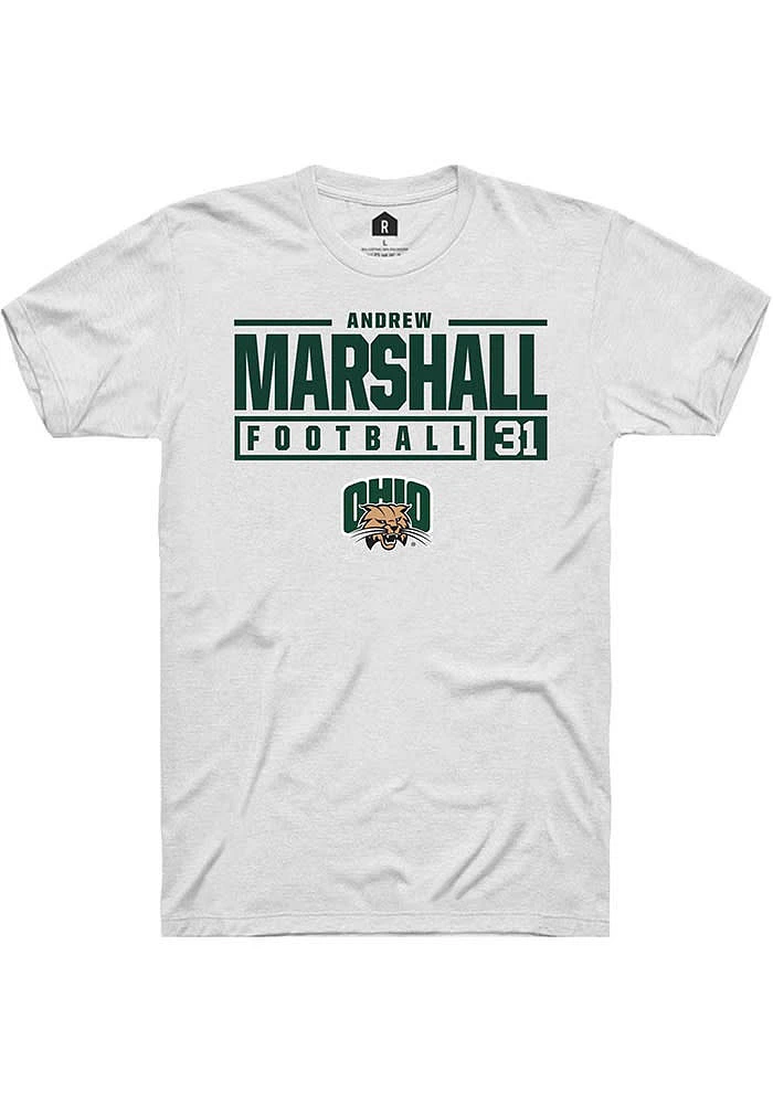 Andrew Marshall Ohio Bobcats Rally NIL Stacked Box Short Sleeve T Shirt