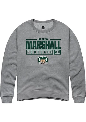 Andrew Marshall  Rally Ohio Bobcats Mens Graphite NIL Stacked Box Long Sleeve Crew Sweatshirt