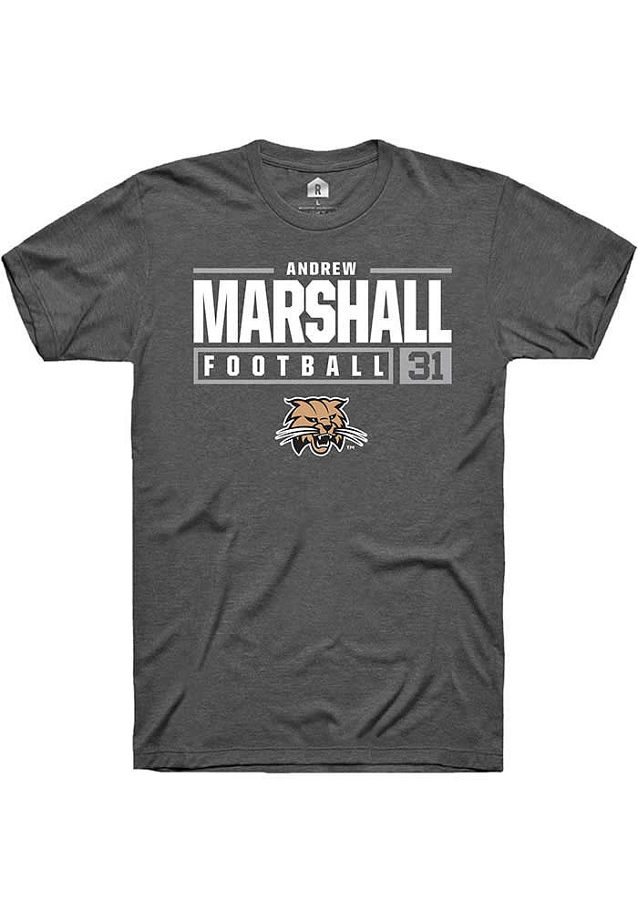 Andrew Marshall  Ohio Bobcats Dark Grey Rally NIL Stacked Box Short Sleeve T Shirt