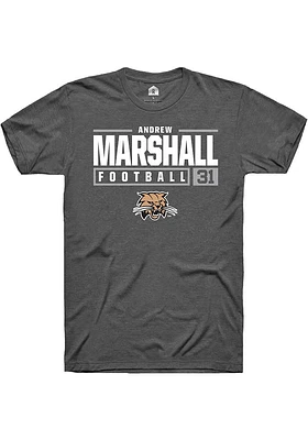 Andrew Marshall  Ohio Bobcats Dark Grey Rally NIL Stacked Box Short Sleeve T Shirt