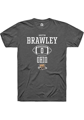 Austin Brawley  Ohio Bobcats Dark Grey Rally NIL Sport Icon Short Sleeve T Shirt