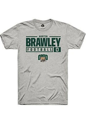 Austin Brawley  Ohio Bobcats Ash Rally NIL Stacked Box Short Sleeve T Shirt