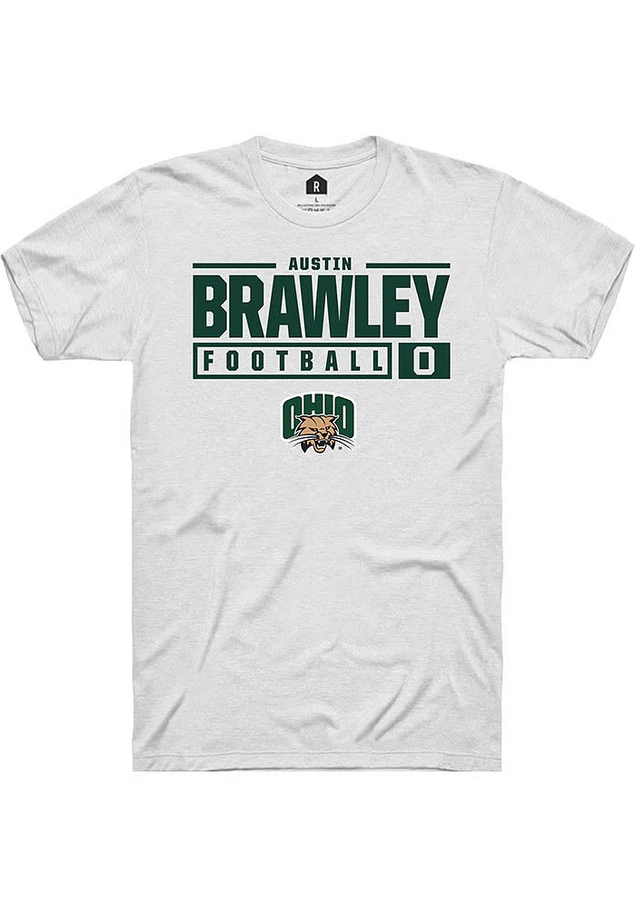 Austin Brawley Ohio Bobcats Rally NIL Stacked Box Short Sleeve T Shirt