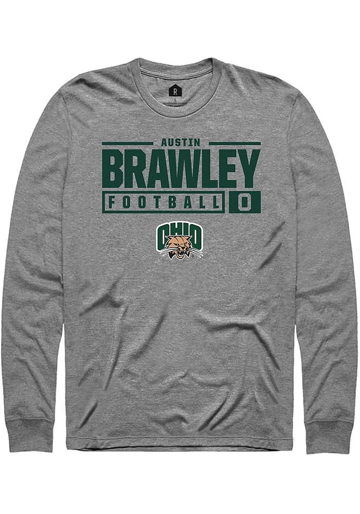 Austin Brawley  Ohio Bobcats Graphite Rally NIL Stacked Box Long Sleeve T Shirt