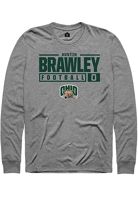 Austin Brawley  Ohio Bobcats Graphite Rally NIL Stacked Box Long Sleeve T Shirt