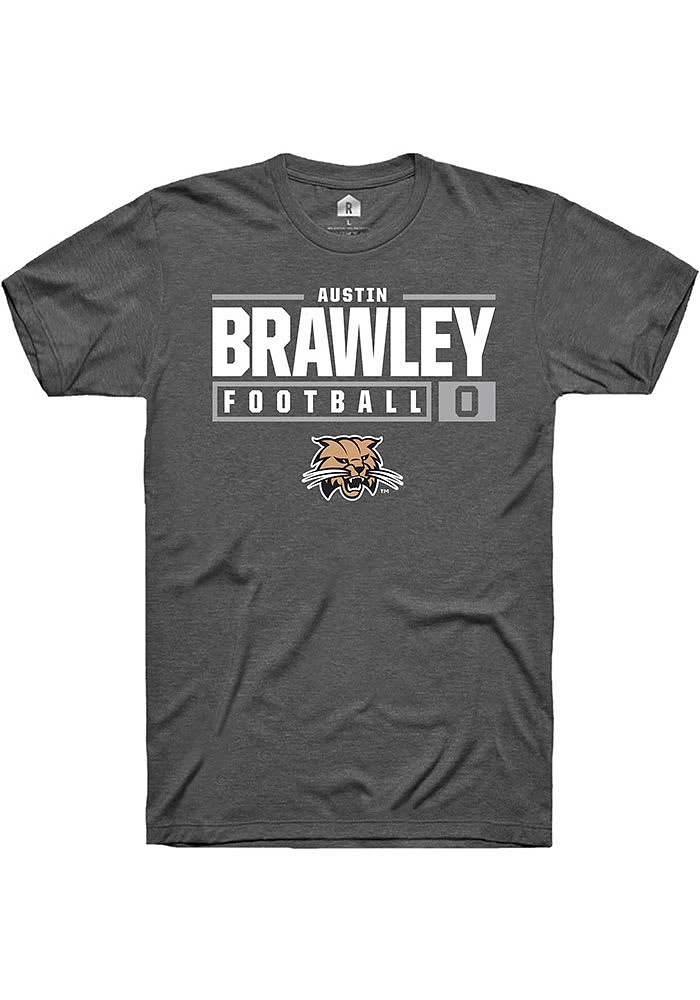 Austin Brawley  Ohio Bobcats Dark Grey Rally NIL Stacked Box Short Sleeve T Shirt