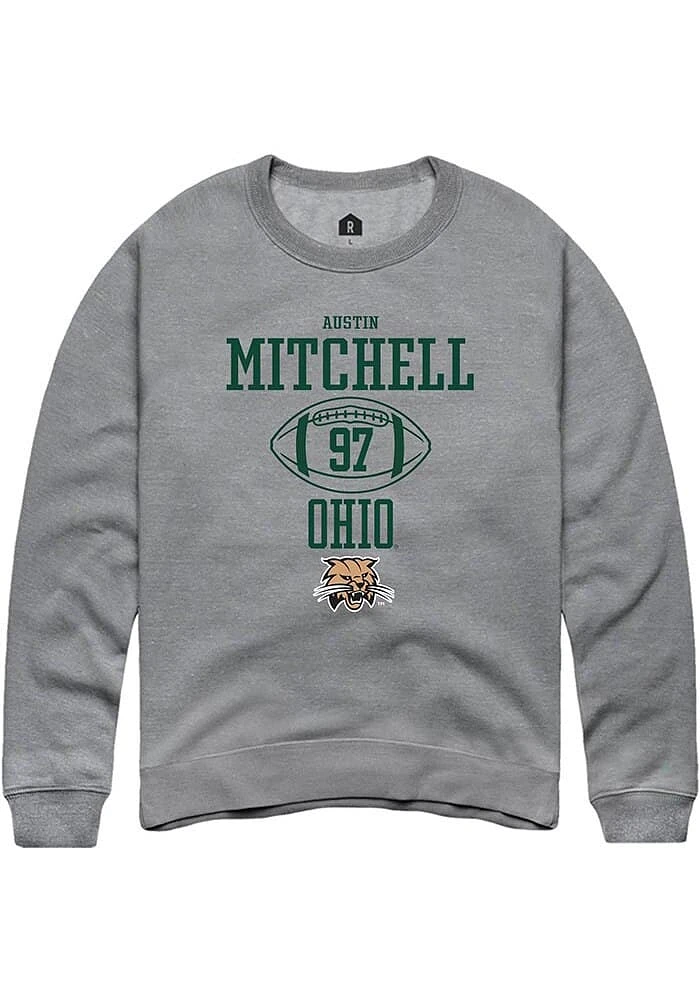 Austin Mitchell  Rally Ohio Bobcats Mens Graphite NIL Sport Icon Long Sleeve Crew Sweatshirt