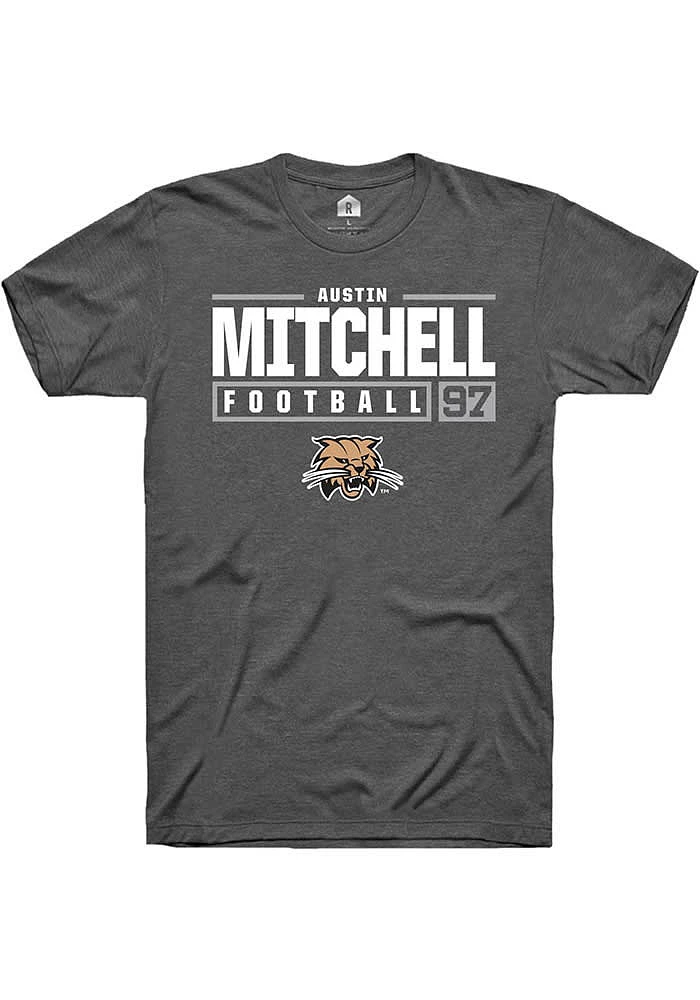 Austin Mitchell  Ohio Bobcats Dark Grey Rally NIL Stacked Box Short Sleeve T Shirt