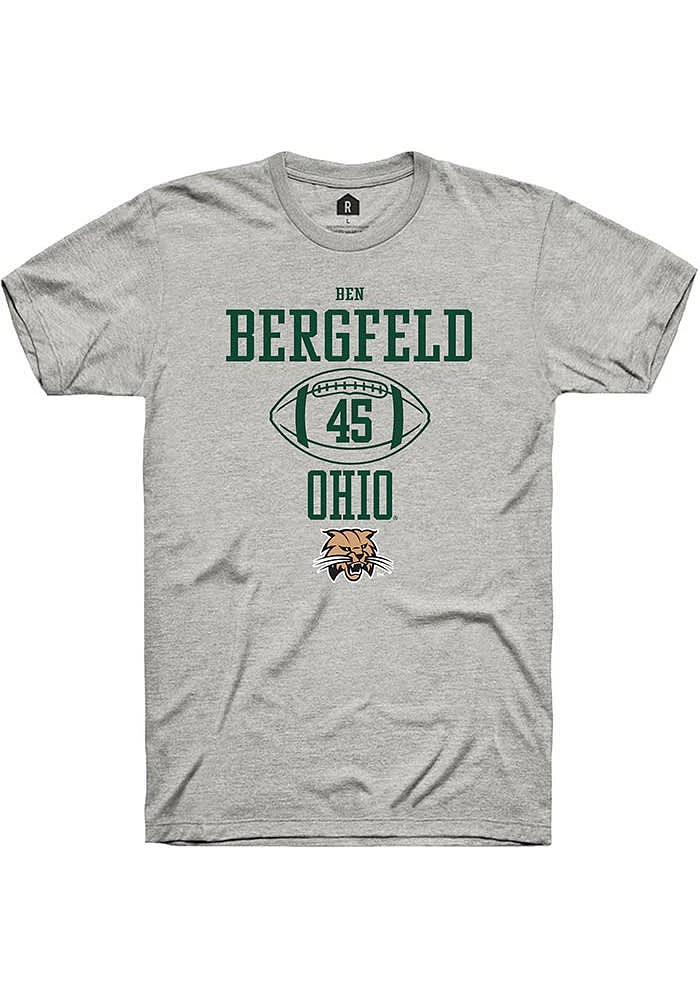 Ben Bergfeld  Ohio Bobcats Ash Rally NIL Sport Icon Short Sleeve T Shirt