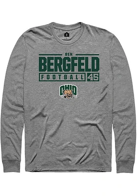 Ben Bergfeld  Ohio Bobcats Graphite Rally NIL Stacked Box Long Sleeve T Shirt