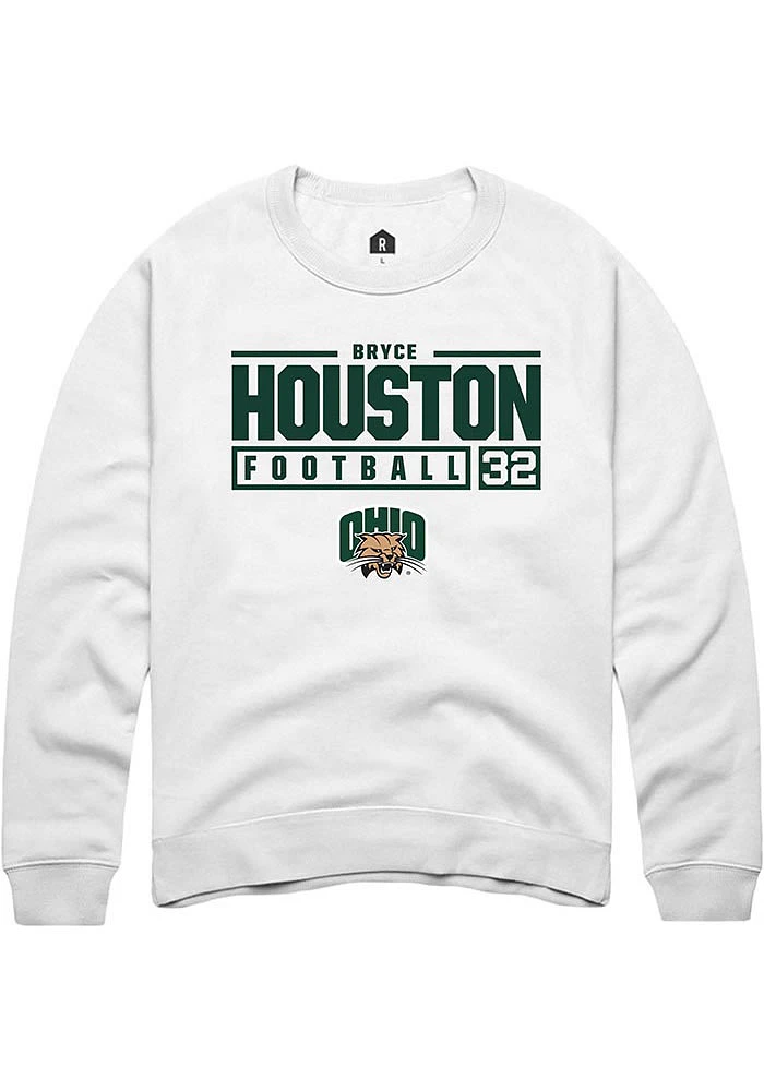 Bryce Houston Rally Ohio Bobcats Mens NIL Stacked Box Long Sleeve Crew Sweatshirt