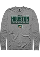 Bryce Houston  Ohio Bobcats Graphite Rally NIL Stacked Box Long Sleeve T Shirt