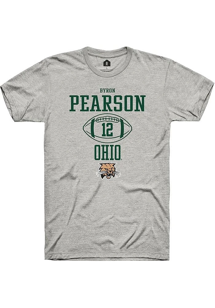 Byron Pearson  Ohio Bobcats Ash Rally NIL Sport Icon Short Sleeve T Shirt