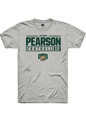 Byron Pearson  Ohio Bobcats Ash Rally NIL Stacked Box Short Sleeve T Shirt