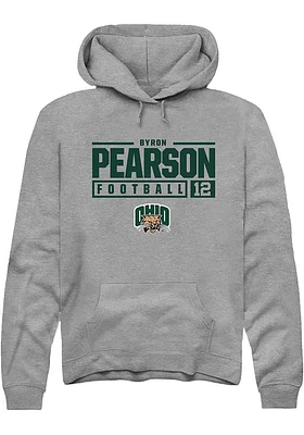 Byron Pearson  Rally Ohio Bobcats Mens Graphite NIL Stacked Box Long Sleeve Hoodie