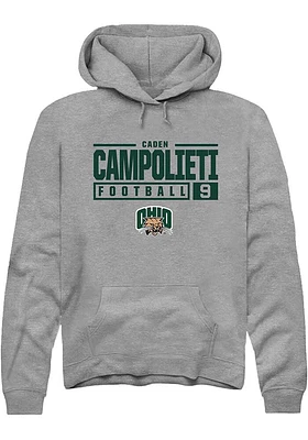 Caden Campolieti  Rally Ohio Bobcats Mens Graphite NIL Stacked Box Long Sleeve Hoodie