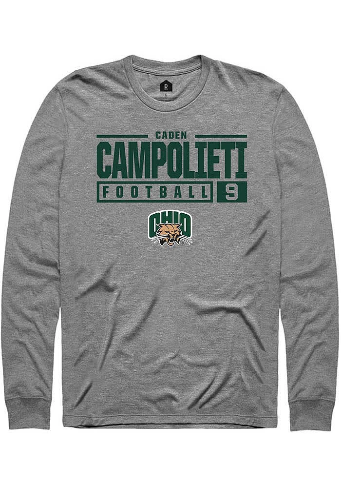 Caden Campolieti  Ohio Bobcats Graphite Rally NIL Stacked Box Long Sleeve T Shirt