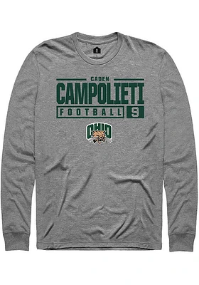 Caden Campolieti  Ohio Bobcats Graphite Rally NIL Stacked Box Long Sleeve T Shirt