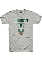 Caleb Gossett  Ohio Bobcats Ash Rally NIL Sport Icon Short Sleeve T Shirt