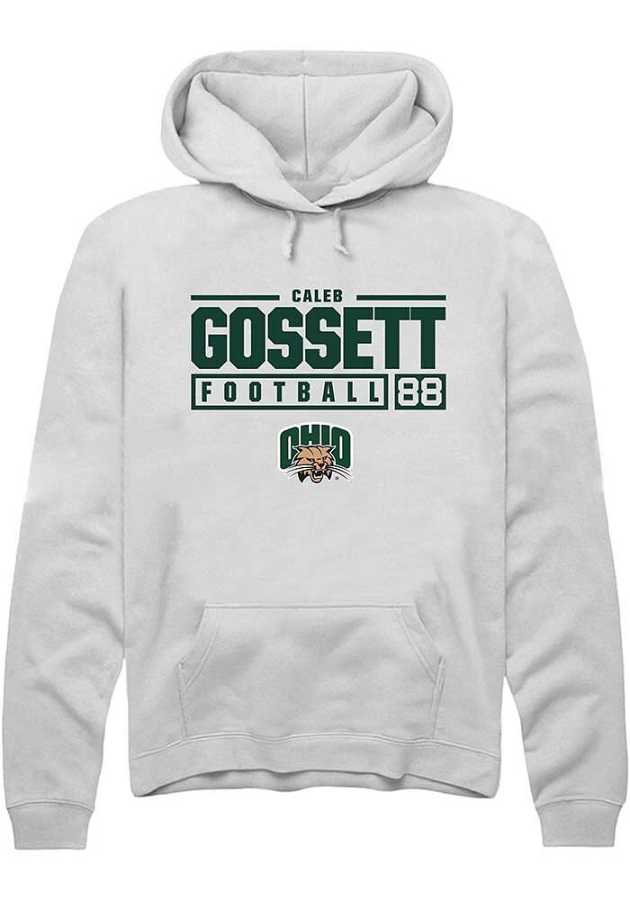 Caleb Gossett Rally Ohio Bobcats Mens NIL Stacked Box Long Sleeve Hoodie