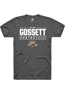 Caleb Gossett  Ohio Bobcats Dark Grey Rally NIL Stacked Box Short Sleeve T Shirt