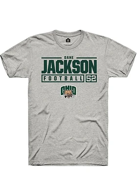 Dane Jackson  Ohio Bobcats Ash Rally NIL Stacked Box Short Sleeve T Shirt