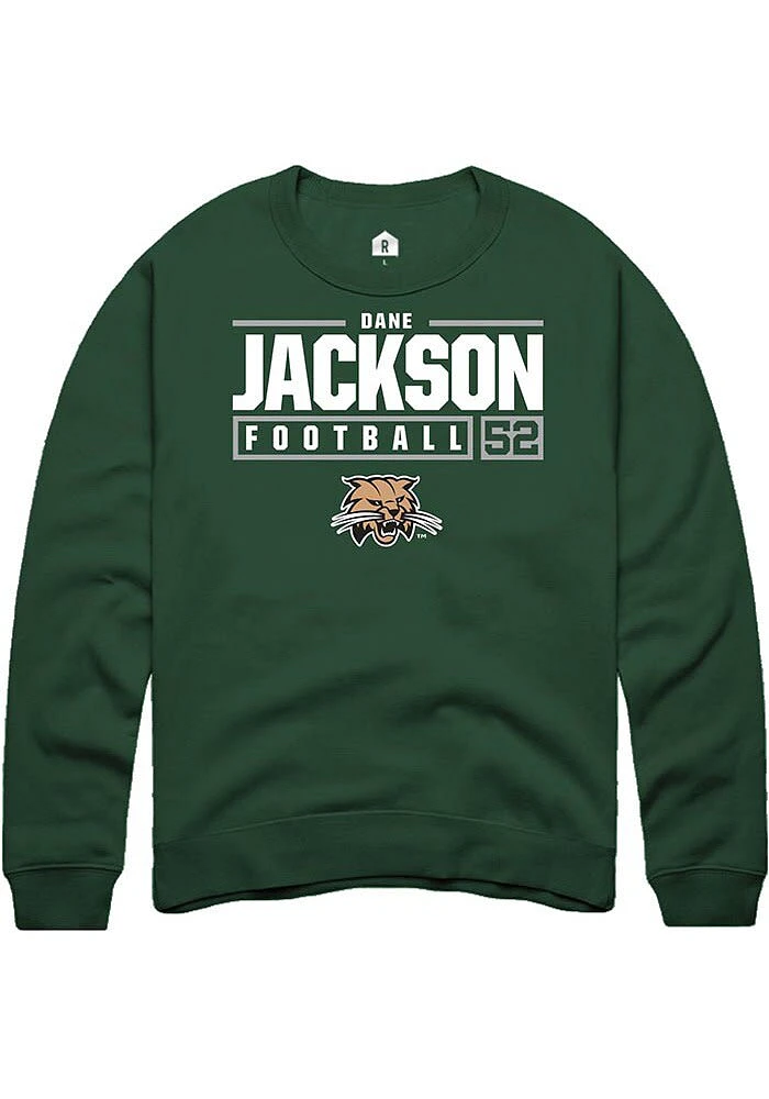 Dane Jackson Rally Ohio Bobcats Mens NIL Stacked Box Long Sleeve Crew Sweatshirt