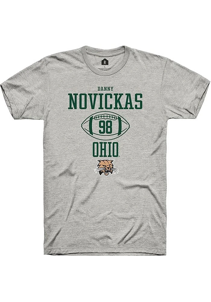 Danny Novickas  Ohio Bobcats Ash Rally NIL Sport Icon Short Sleeve T Shirt