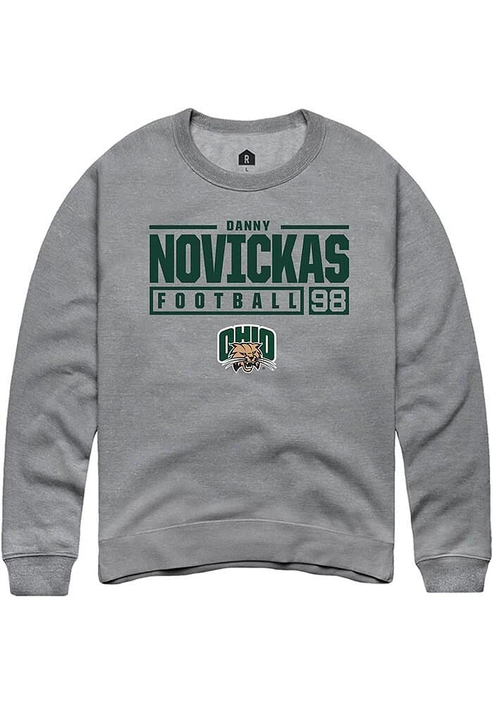 Danny Novickas  Rally Ohio Bobcats Mens Graphite NIL Stacked Box Long Sleeve Crew Sweatshirt