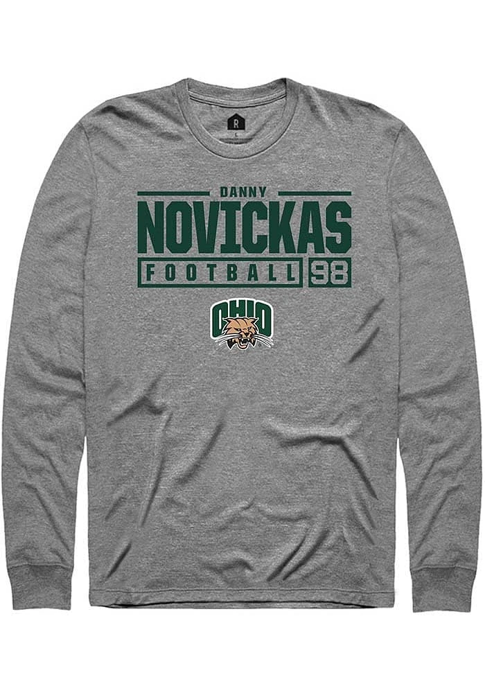 Danny Novickas  Ohio Bobcats Graphite Rally NIL Stacked Box Long Sleeve T Shirt