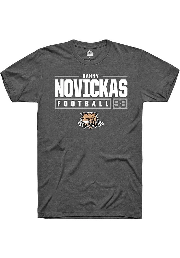 Danny Novickas  Ohio Bobcats Dark Grey Rally NIL Stacked Box Short Sleeve T Shirt