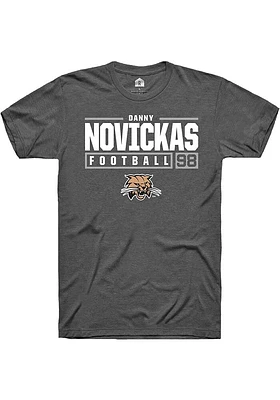 Danny Novickas  Ohio Bobcats Dark Grey Rally NIL Stacked Box Short Sleeve T Shirt