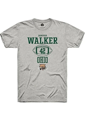 Donovan Walker  Ohio Bobcats Ash Rally NIL Sport Icon Short Sleeve T Shirt