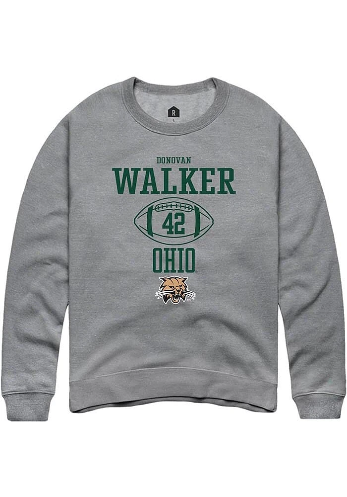 Donovan Walker  Rally Ohio Bobcats Mens Graphite NIL Sport Icon Long Sleeve Crew Sweatshirt