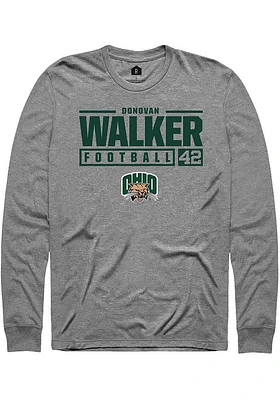 Donovan Walker  Ohio Bobcats Graphite Rally NIL Stacked Box Long Sleeve T Shirt