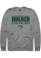 Donovan Walker  Ohio Bobcats Graphite Rally NIL Stacked Box Long Sleeve T Shirt