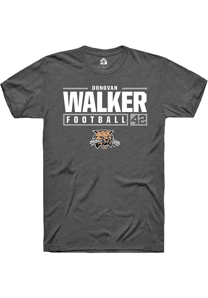 Donovan Walker  Ohio Bobcats Dark Grey Rally NIL Stacked Box Short Sleeve T Shirt