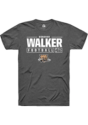 Donovan Walker  Ohio Bobcats Dark Grey Rally NIL Stacked Box Short Sleeve T Shirt