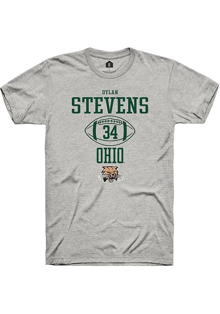 Dylan Stevens  Ohio Bobcats Ash Rally NIL Sport Icon Short Sleeve T Shirt