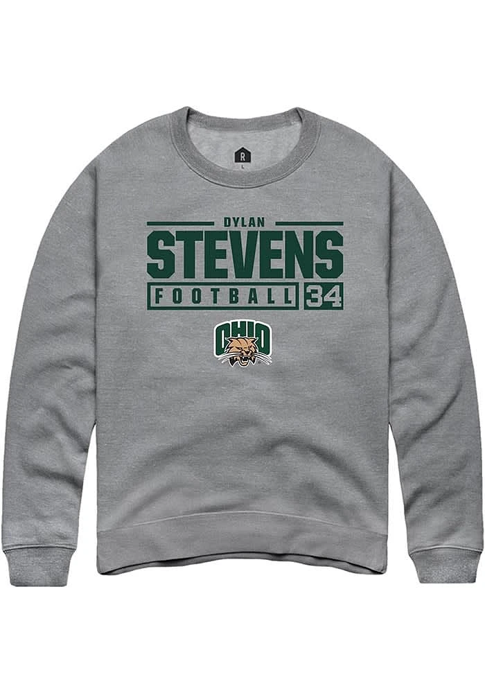 Dylan Stevens  Rally Ohio Bobcats Mens Graphite NIL Stacked Box Long Sleeve Crew Sweatshirt