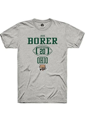 Jack Borer  Ohio Bobcats Ash Rally NIL Sport Icon Short Sleeve T Shirt